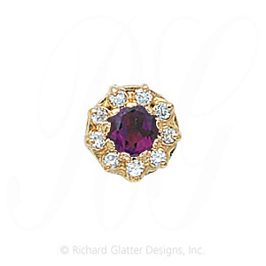 GS040 AMY/D - 14 Karat Gold Slide with Amethyst center and Diamond accents 